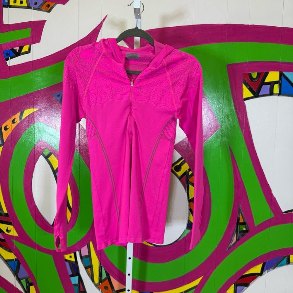 Athleta Pink Fitted Hoodie Sweatshirt. Size Large. Good used condition!